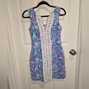 Lilly Pulitzer X Target Blue & Pink Paisley Crochet-Trim Shift Dress